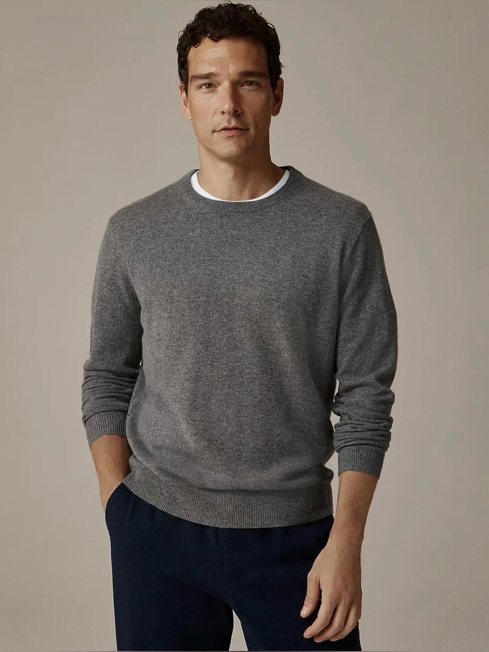 J.Crew Cashmere Crewneck Sweater in Dark Gray